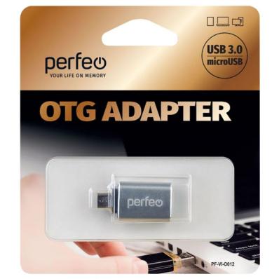 КартРидер Perfeo USB adapter на micro USB c OTG, 3.0 (PF-VI-O012 Silver) серебряный