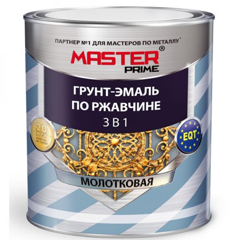 Грунт-эмаль по ржавчине 3 в 1 молотковая св-серый 0.9 л FARBITEX ПРОФИMASTER