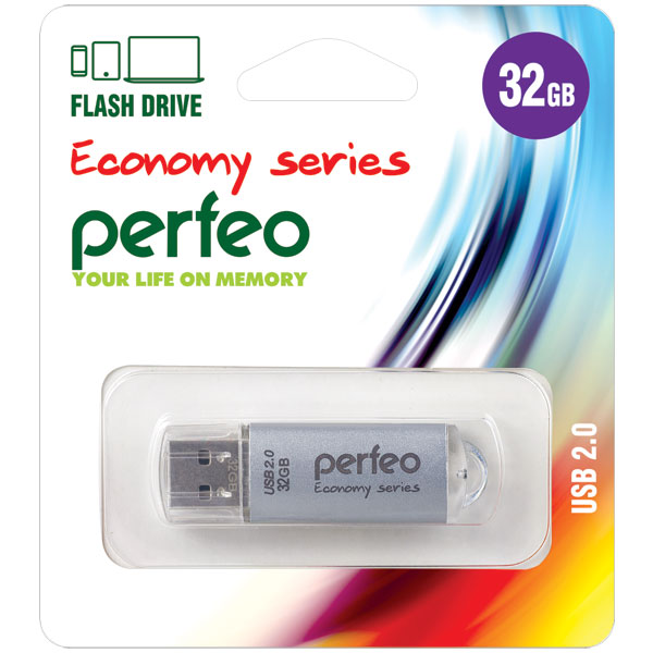 Perfeo USB 32GB E03 Silver economy series