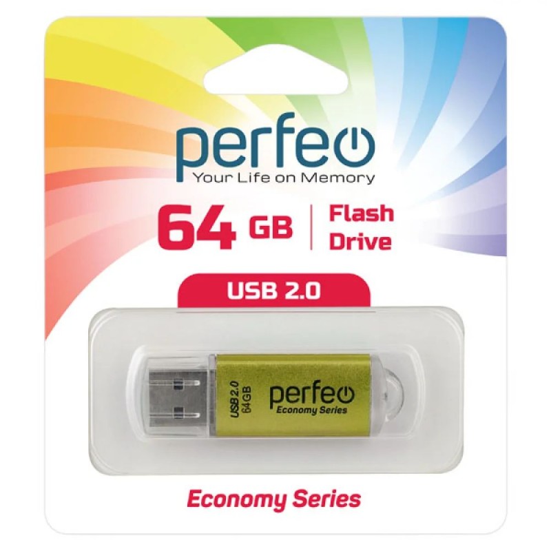 Perfeo USB 64GB E03 Gold economy series