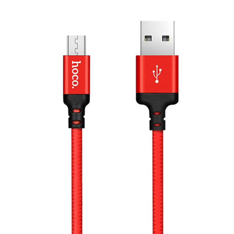Кабель HOCO X14 USB кабель Micro, 1m, 2A, Нейлон. Red&Black