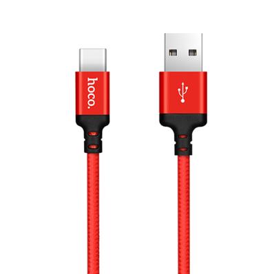 Кабель HOCO X14 USB кабель Type-C, 1m, 2A, Нейлон, Red&Black