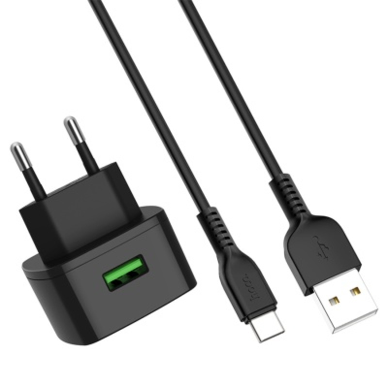 З/У HOCO C70A Сетевое QC 3.0, 1 USB, Выход: 18W, Black