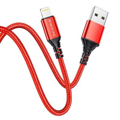 Кабель BOROFONE BX54 USB  Lightning, 1m, 2.4A, Нейлон, Red