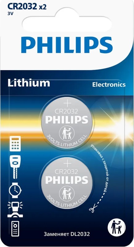 Батарейка Philips CR2032/2BL Lithium