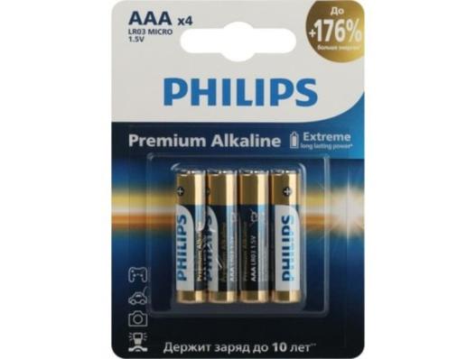 Батарейка Philips LR03/4BL Premium Alkaline