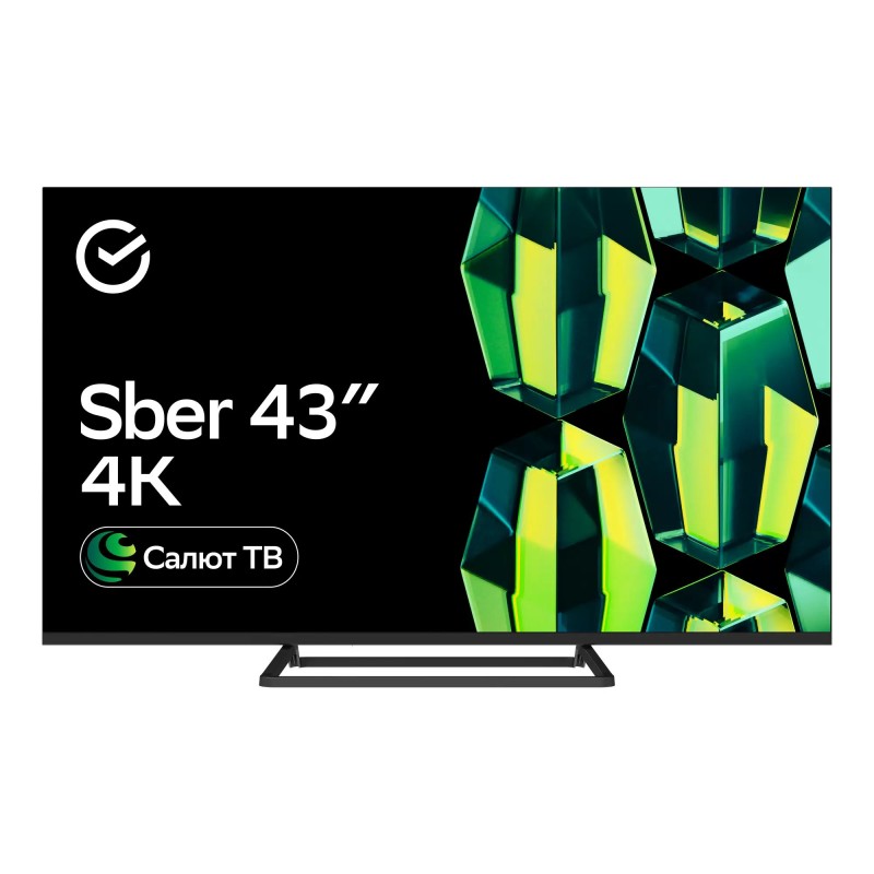 Телевизор 43″ Sber SDX-43U4128, чёрный 4К Smart TV, Салют тв