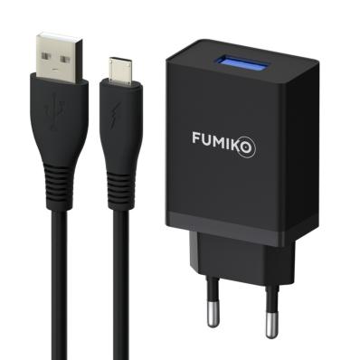 Зарядное устройство FUMIKO CH12 1USB 2.4А c кабелем Micro USB черное