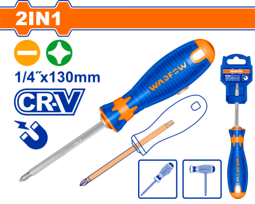 Отвертка двухсторонняя PH2+SL6.5x130 мм WADFOW WSS45M3