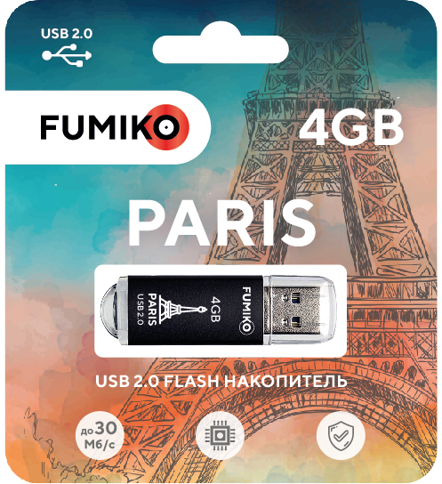 Флешка FUMIKO PARIS 4GB черная USB 2.0