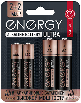 Батарейка алкалиновая LR6/АА(2шт)+LR03/4B/ААА (2шт) блистер Energy Ultra