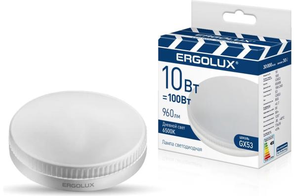 Лампа светодиодная Ergolux LED-GX53-10W-GX53-6K 10Вт GX53 6500К 180-240В