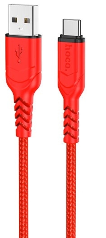 Кабель HOCO X59 USB Type-C, 1m, 2.4A, Нейлон, Red