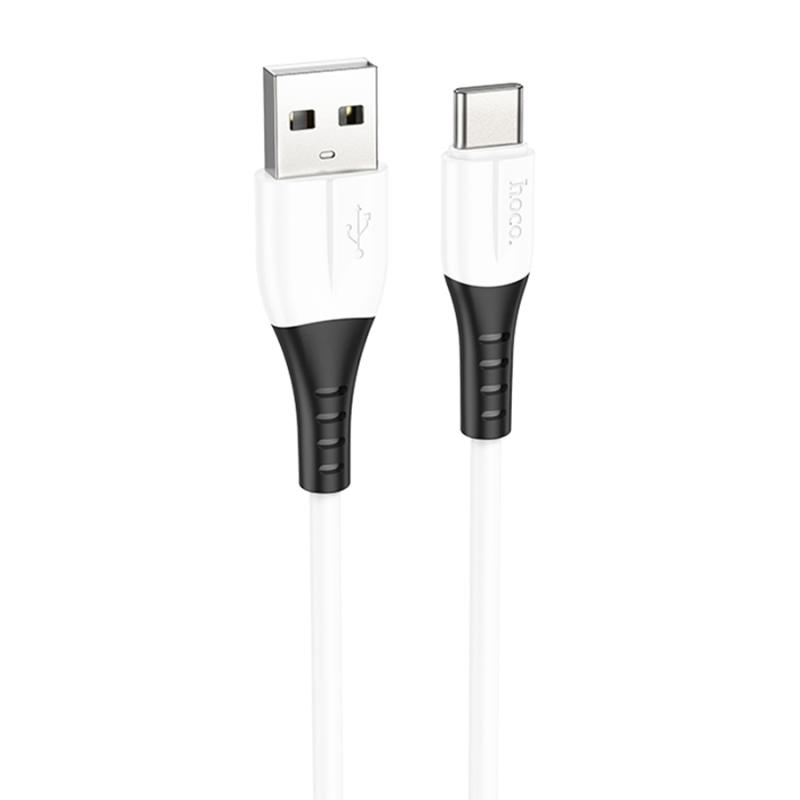 Кабель HOCO X82 USB Type-C, 1m, 3A, Силикон, White