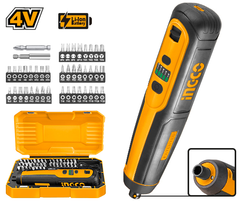 Отвертка аккумуляторная INGCO 4Вт, 180об/мин+остнаска CSDLI0403