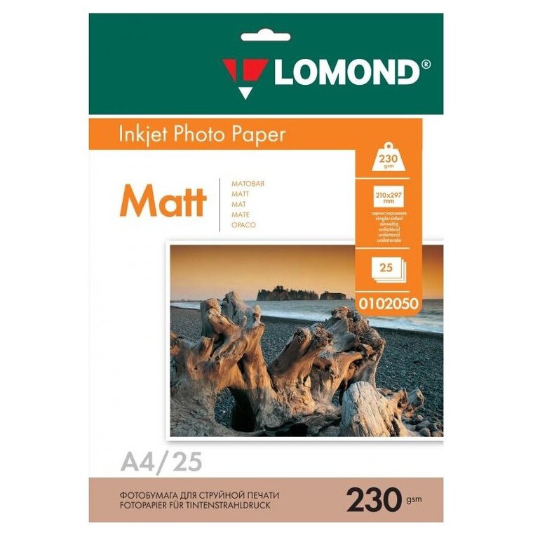 Фотобумага A4 230г/м2 25л Lomond 0102050 Матовая односторонняя