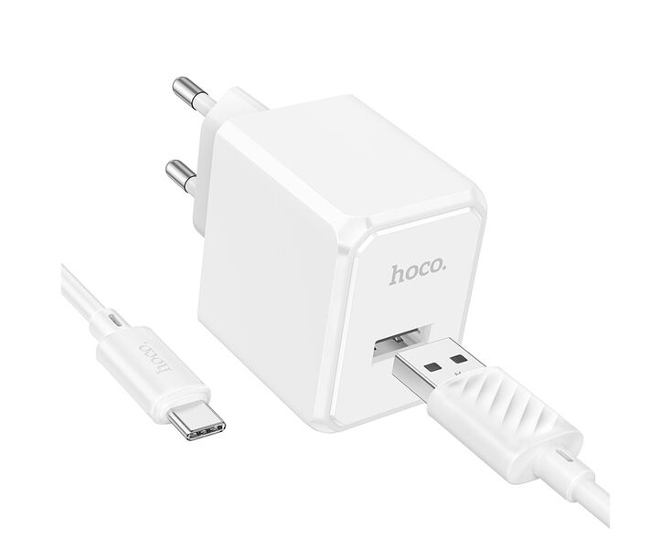 Зарядное устройство HOCO CS11A Сетевое + Кабель Type-C 1m/ 1 USB/ Выход: 10.5W/ White
