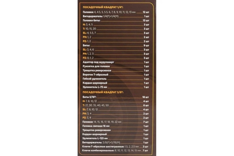 Набор инструментов Forstime FT-4821-5DS-м в кейсе, 82 предмета, 1/4