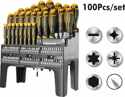 Набор отверток и бит 40+60 шт INGCO HKSD10028