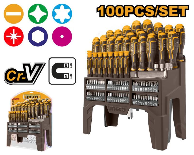 Набор отверток и бит 40+60 шт INGCO HKSD10028