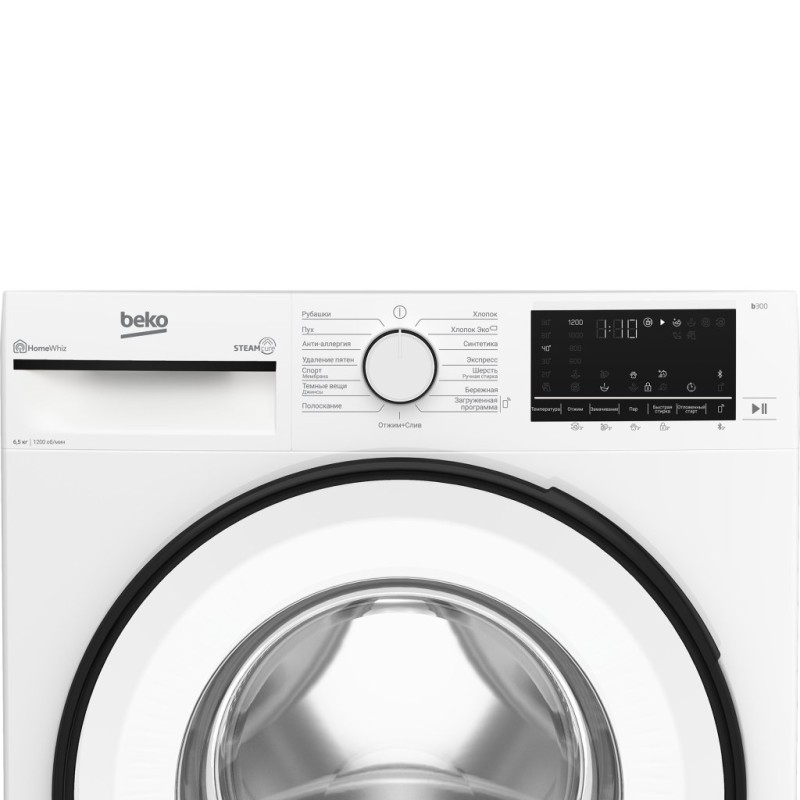 Стиральная машина BEKO B3WFR56H2WWB белый, 6.5кг 1200об/мин, пар, 15 программ, инвентор, дозагрузка