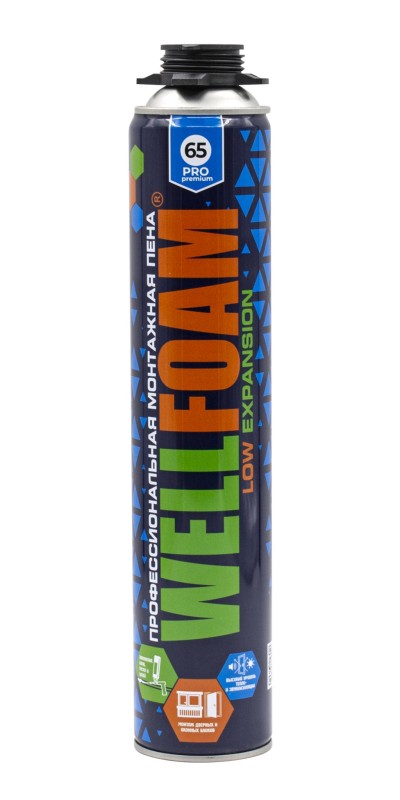 Пена монтажная профессиональная WELLFOAM PRO 65 LOW Expansion, 1000мл