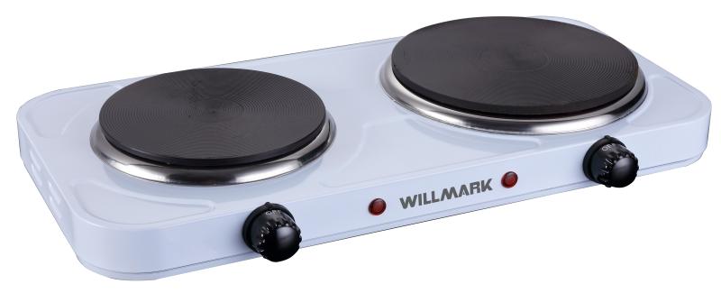 Плита WILLMARK HS-215W белый, 1000/1500Вт, 2 чугунные конфорки