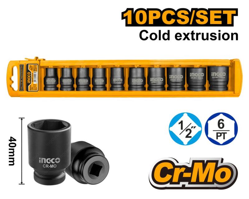 Набор головок ударных 10- 24 мм INGCO HKISSD12101 INDUSTRIAL