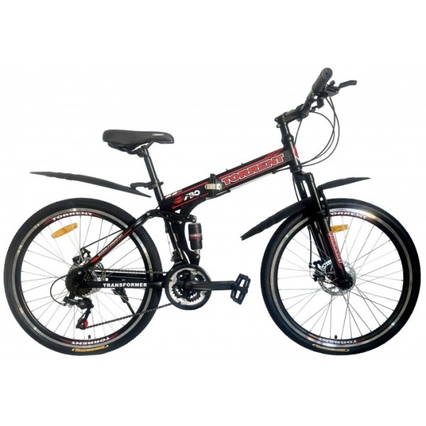 Велосипед Torrent Transformer матовый чёрный графит/красный, внедорожный, 26