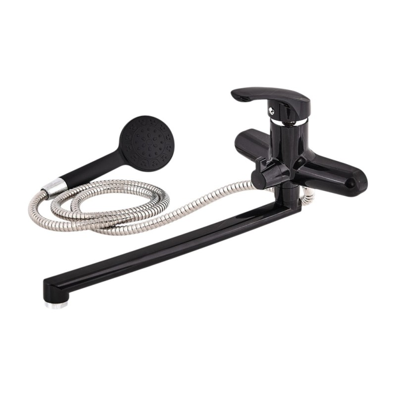 Смеситель Эверест ABS однор. для ванны,лейка, шланг, настен, черный карт. 35мм, B22-0336