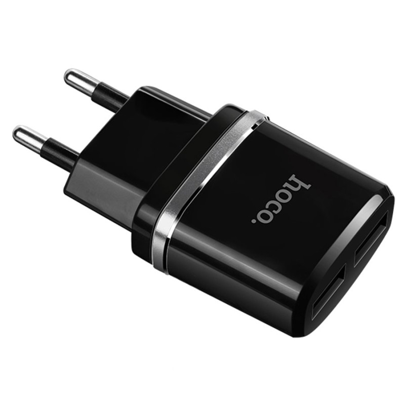 Сетевое зарядное устройство HOCO C12 Smart 2xUSB, 2.4A, черный