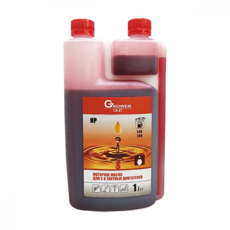 Масло 2-х так. GROWER 2T GR-OIL-2T-MД-1.0 минерал, 1 ЛИТР, ДОЗАТОР, НР API TB (красное)