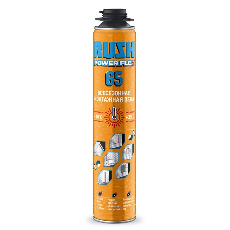 Пена монтажная профессиональная Rush Power Flex RPP10U750 всесезонная 65л 1000мл