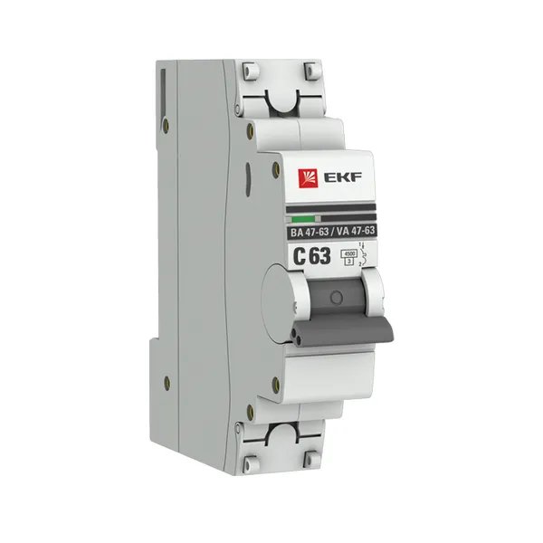 EKF PROxima автоматический выкл. ВА47-63 1P 63А 4,5kA х-ка С mcb4763-1-63C-pro