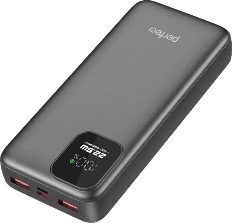 Аккумулятор Perfeo Powerbank 20000 mAh/LED дисплей/PD+QC 3.0/Type-C/2 USB/Выход:5A, max 22.5W/Black