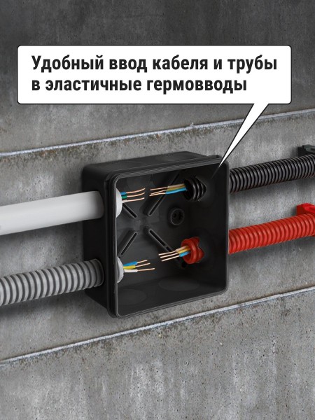 Коробка распред. двухкомпонентная TDM ОУ 100х100х50 8гермов.,черный IP66 ПМ SQ1401-2913
