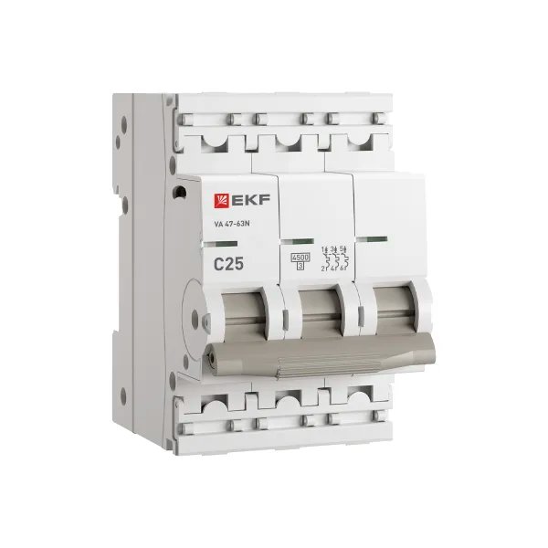 Автоматический выкл. EKF PROxima ВА 47-63N 3P 25А 4,5кА х-ка C M634325C