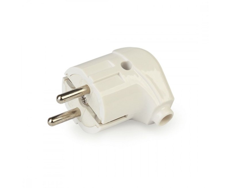 Вилка SmartBuy 16А 250В (АБС-пластик, угловая, белая, земля) SBE-16-P02-w