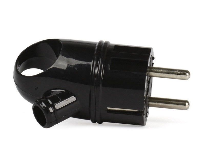Вилка SmartBuy 16А 250В (АБС-пластик, угловая с ушком, черная, земля) SBE-16-P03-b