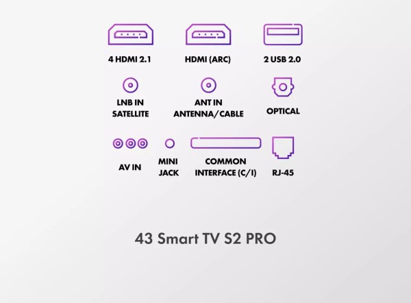 Телевизор 43" Haier Smart TV S2 Pro черный, 4K, HQLED, 280кд/м², 5000:1, DVB-T/T2/C/S/S2