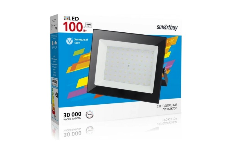 Прожектор св/д SmartBuy 100W (8000lm) FL SMD LIGHT 6500K 6K 216x181x26 IP65 SBL-FLLIGHT-100-65