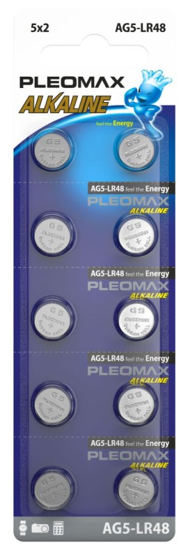 Батарейки Pleomax AG5 (393) (LR754, LR48) BL10 61003