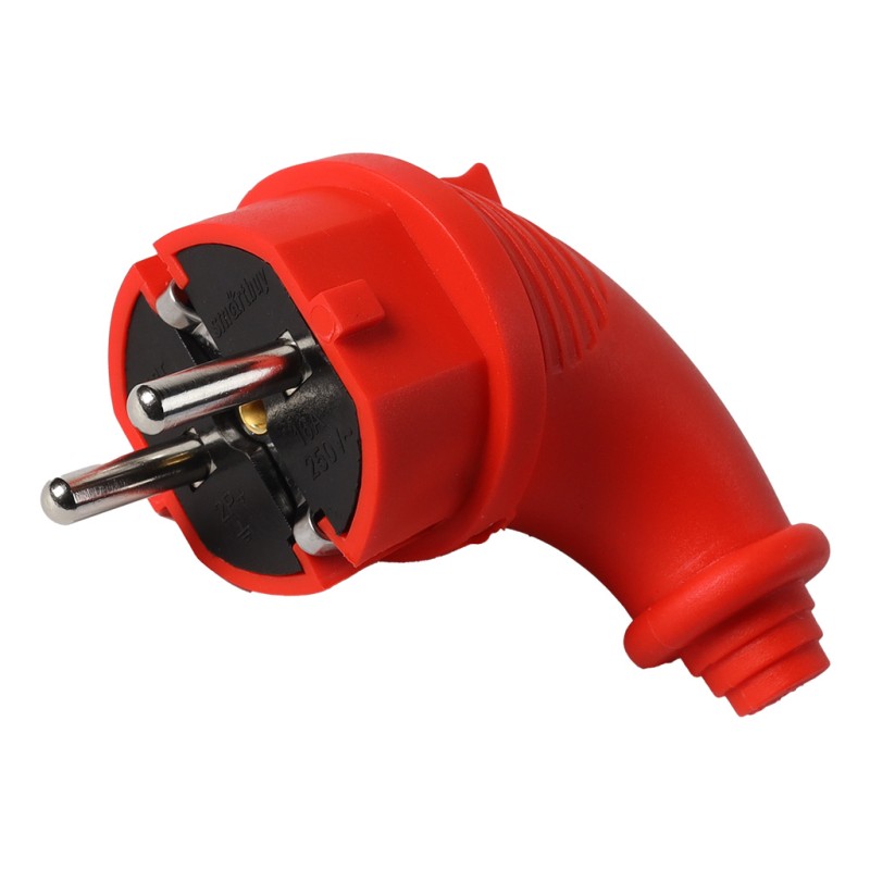 Вилка угловая каучук Smartbuy 2P+PE 1х16A 220-240V, IP44, красная SBE-16-P09-Rr