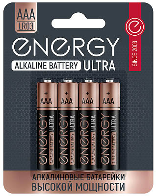 Батарейка алкалиновая LR03/4B (АAА) блистер 4шт Energy Ultra