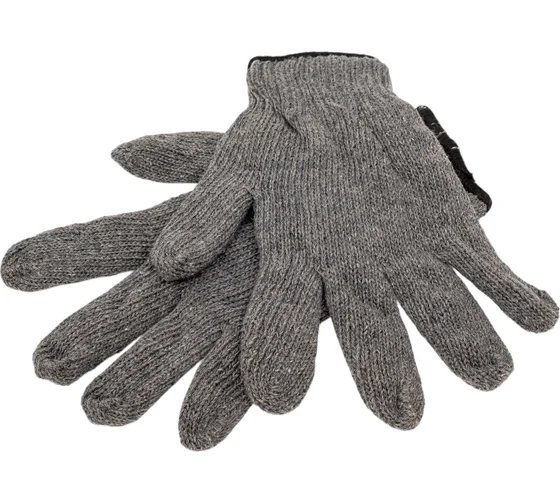 Перчатки вязанные утепленные полушерстяные одинарные, серые, р.9, 55гр