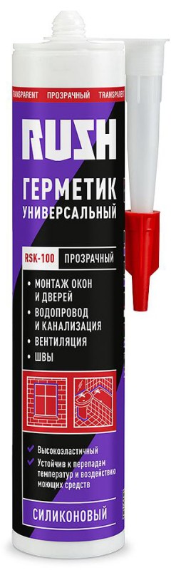 Герметик RUSH RSK-100 240мл прозрачный силиконовый универсальный