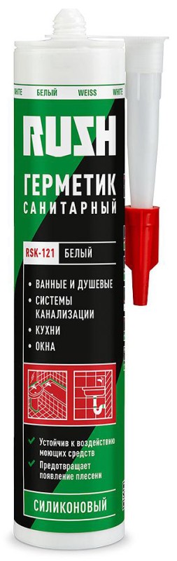 Герметик RUSH RSK-121 240мл белый силиконовый санитарный