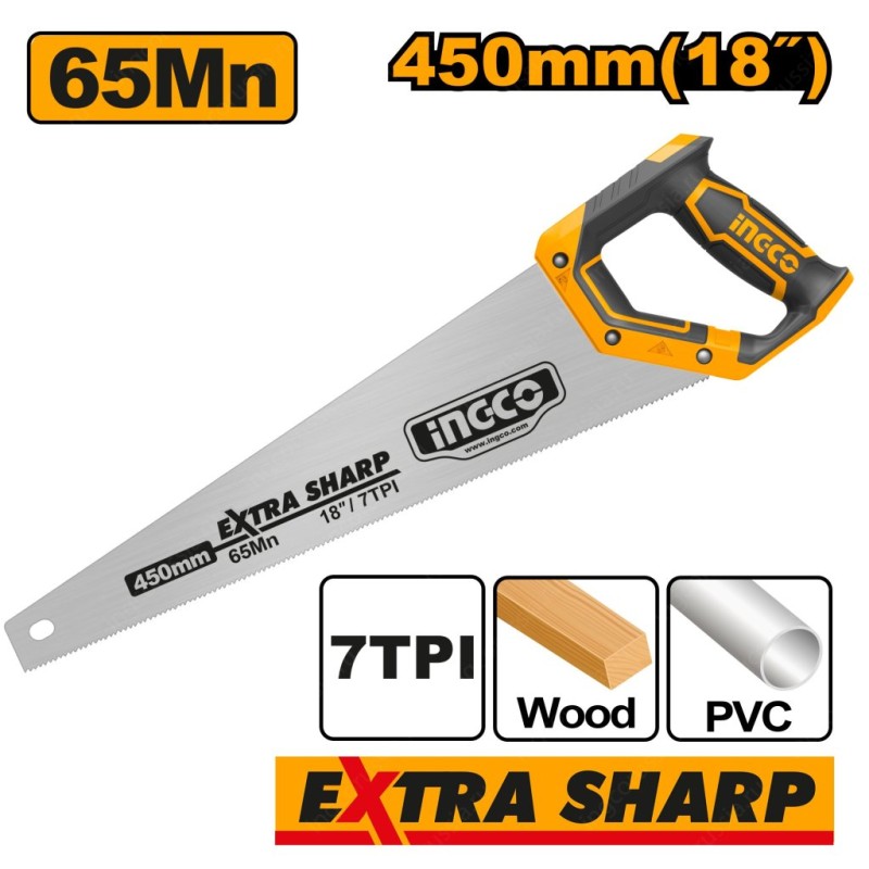 Ножовка по дереву 450 мм INGCO HHAS15450