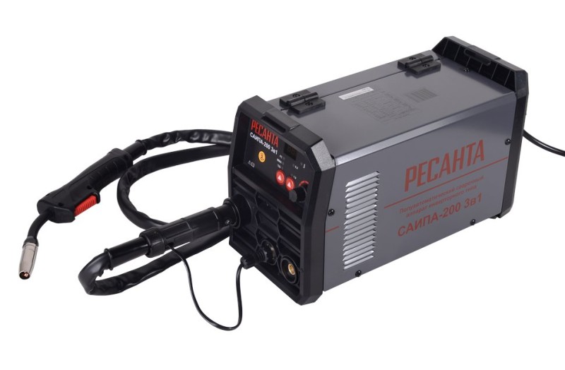 Сварочный полуавтомат Ресанта САИПА-200 инвертор, полуавтомат, MMA, FCAW, TIG, 140-270В, 15-200А