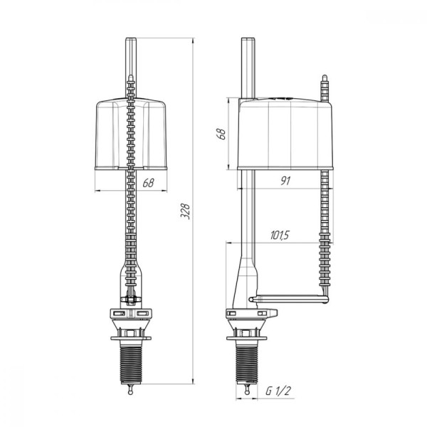 Арматура для унитаза нижняя подводка 1/2 пластик (клапан) АНИ Пласт WC5550